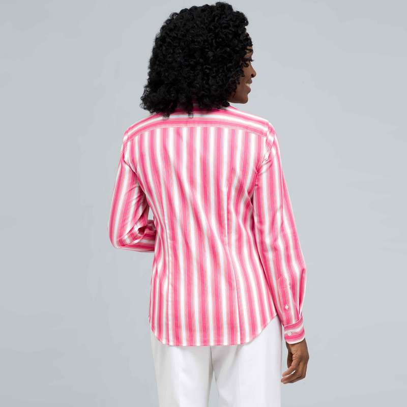 Striped Button Down Shirt, Hot Pink Combo, large image number 1