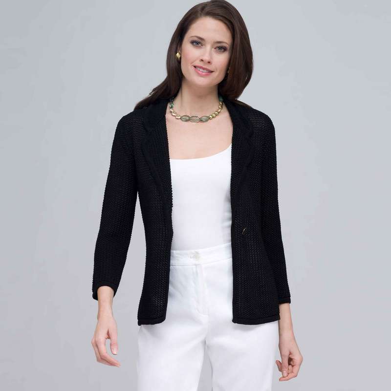 3/4 Sleeve Notch Cardigan., Black, large image number 0